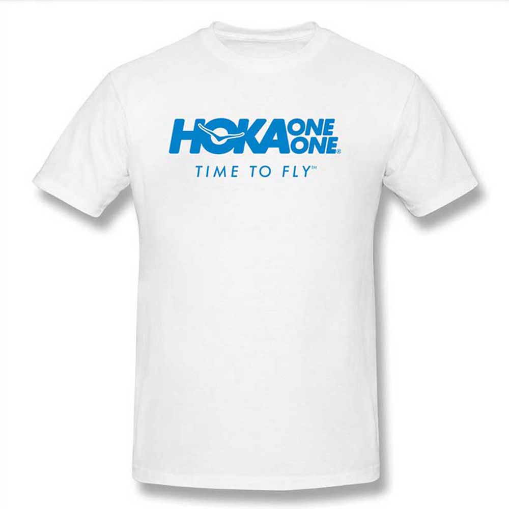 Hoka One One Short Sleeve Tshirt O Neck Summer Cotton - Men's T-Shirts - White - UK 978BCSFNQ